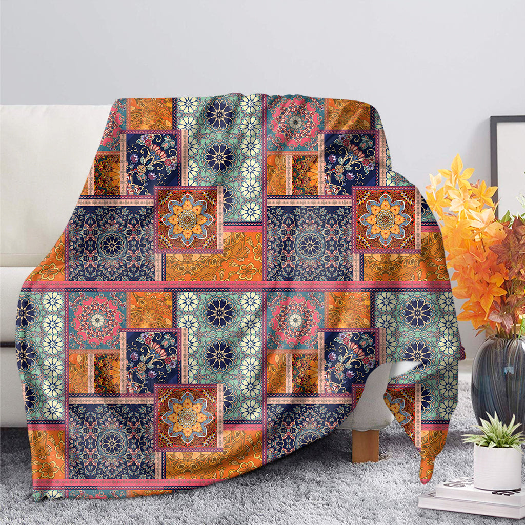 Ethnic Floral Patchwork Pattern Print Blanket