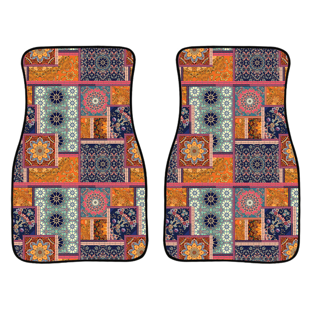 Ethnic Floral Patchwork Pattern Print Front Car Floor Mats