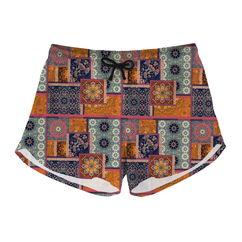 Ethnic Floral Patchwork Pattern Print Women's Shorts