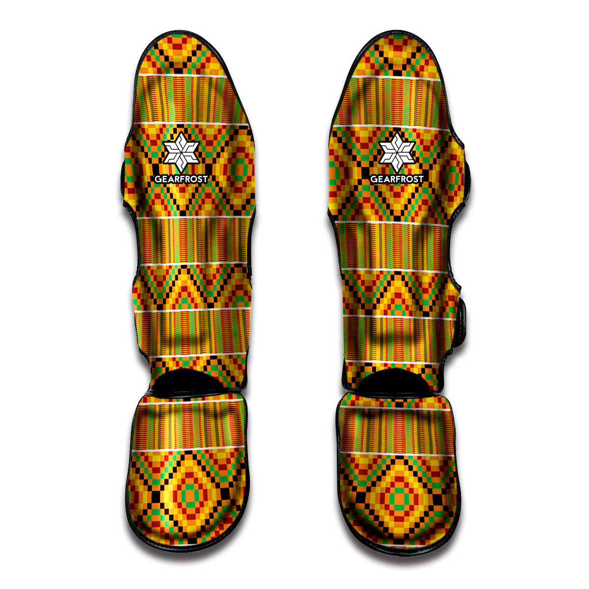 Ethnic Kente Pattern Print Muay Thai Shin Guards