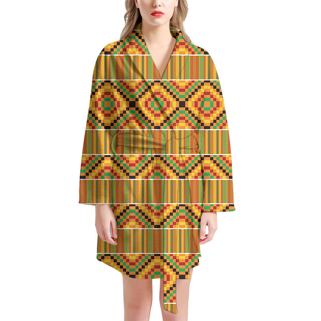 Ethnic Kente Pattern Print Women's Bathrobe