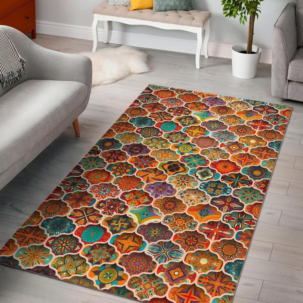 Ethnic Mandala Bohemian Pattern Print Area Rug