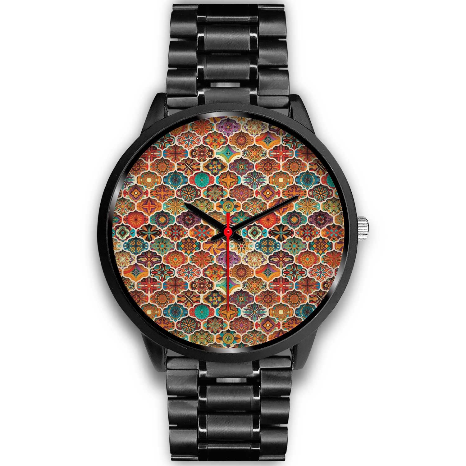 Ethnic Mandala Bohemian Pattern Print Black Watch