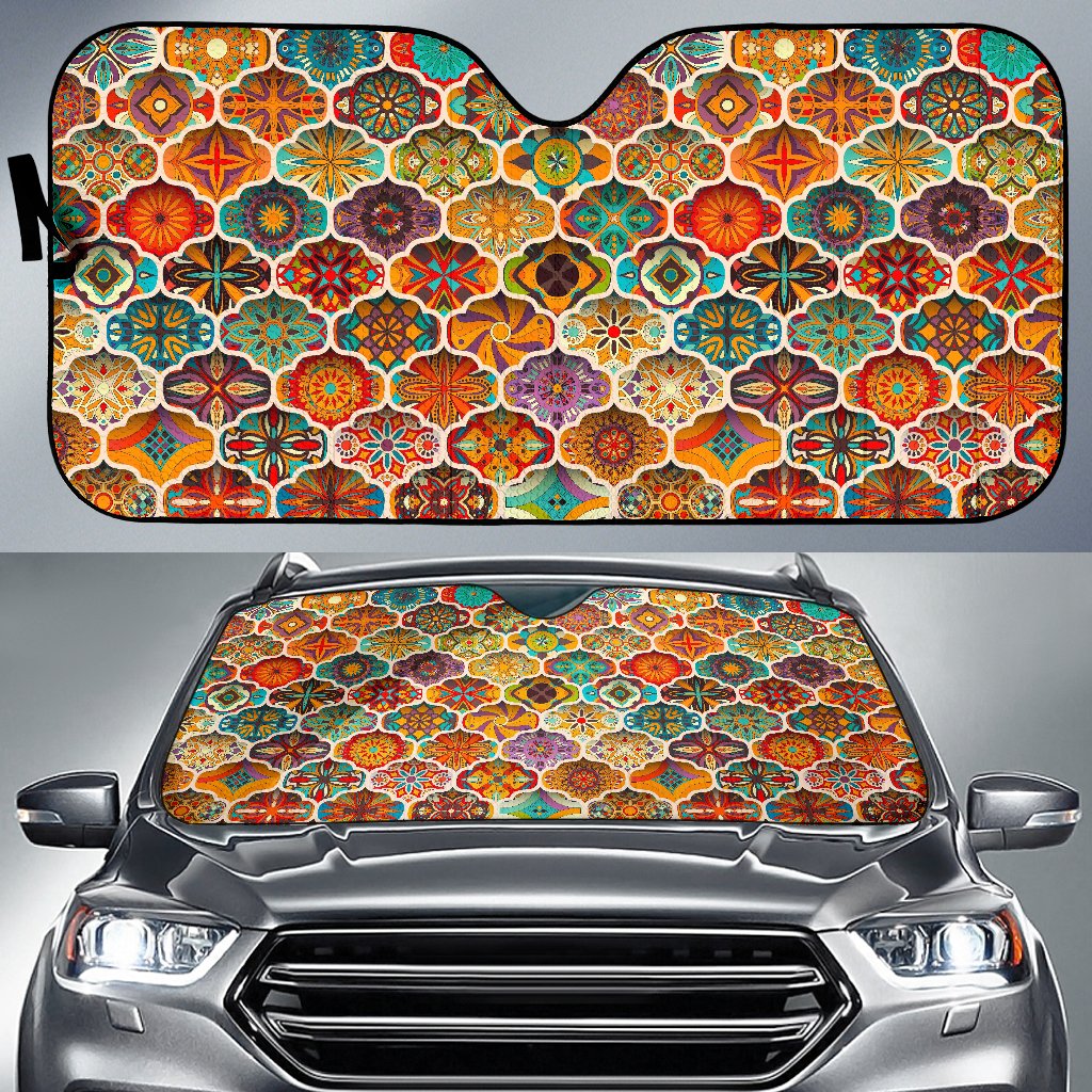 Ethnic Mandala Bohemian Pattern Print Car Sun Shade