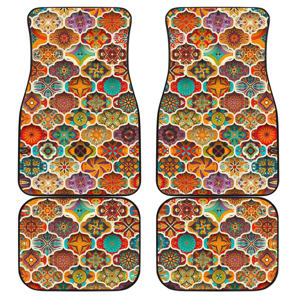 Ethnic Mandala Bohemian Pattern Print Front and Back Car Floor Mats