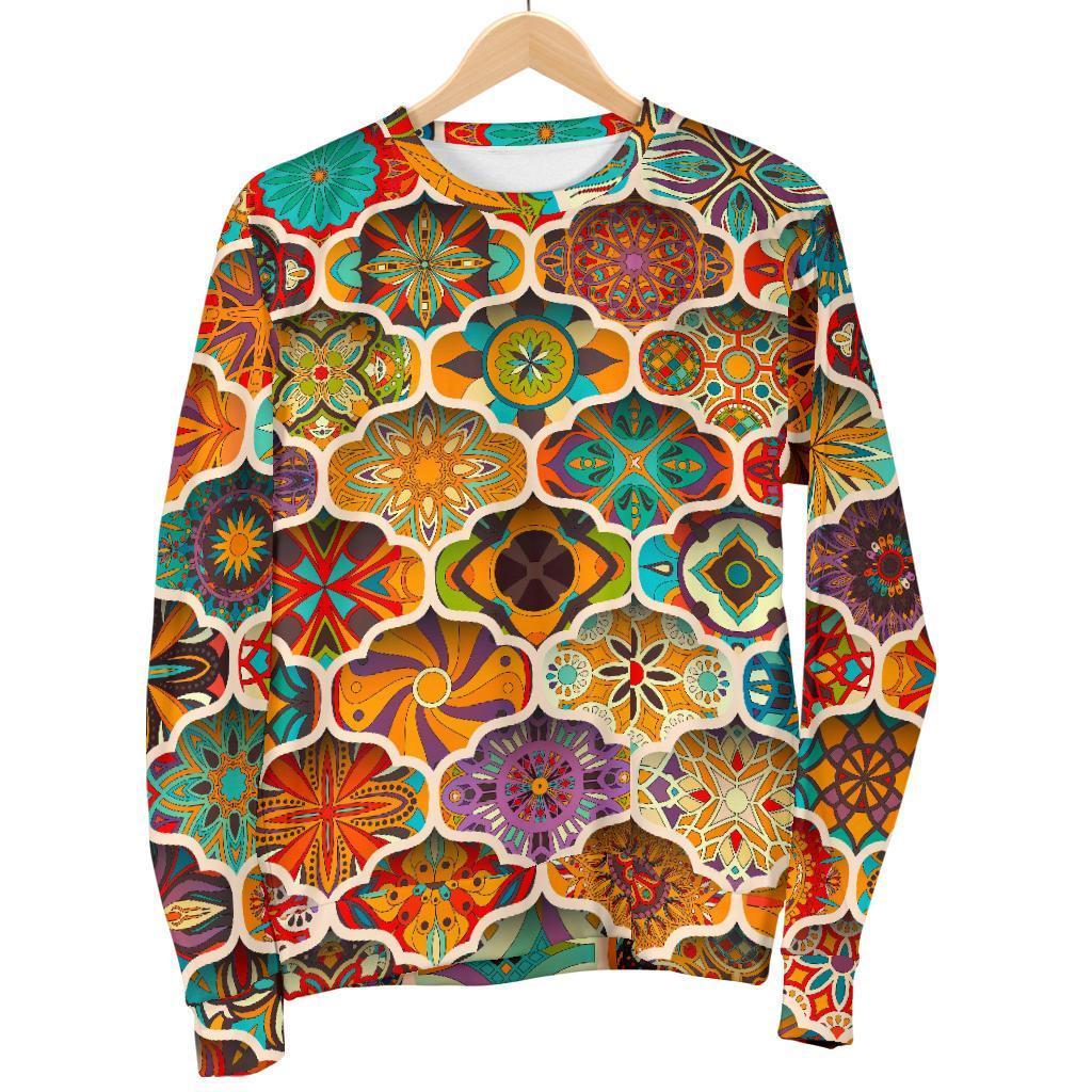 Ethnic Mandala Bohemian Pattern Print Men's Crewneck Sweatshirt