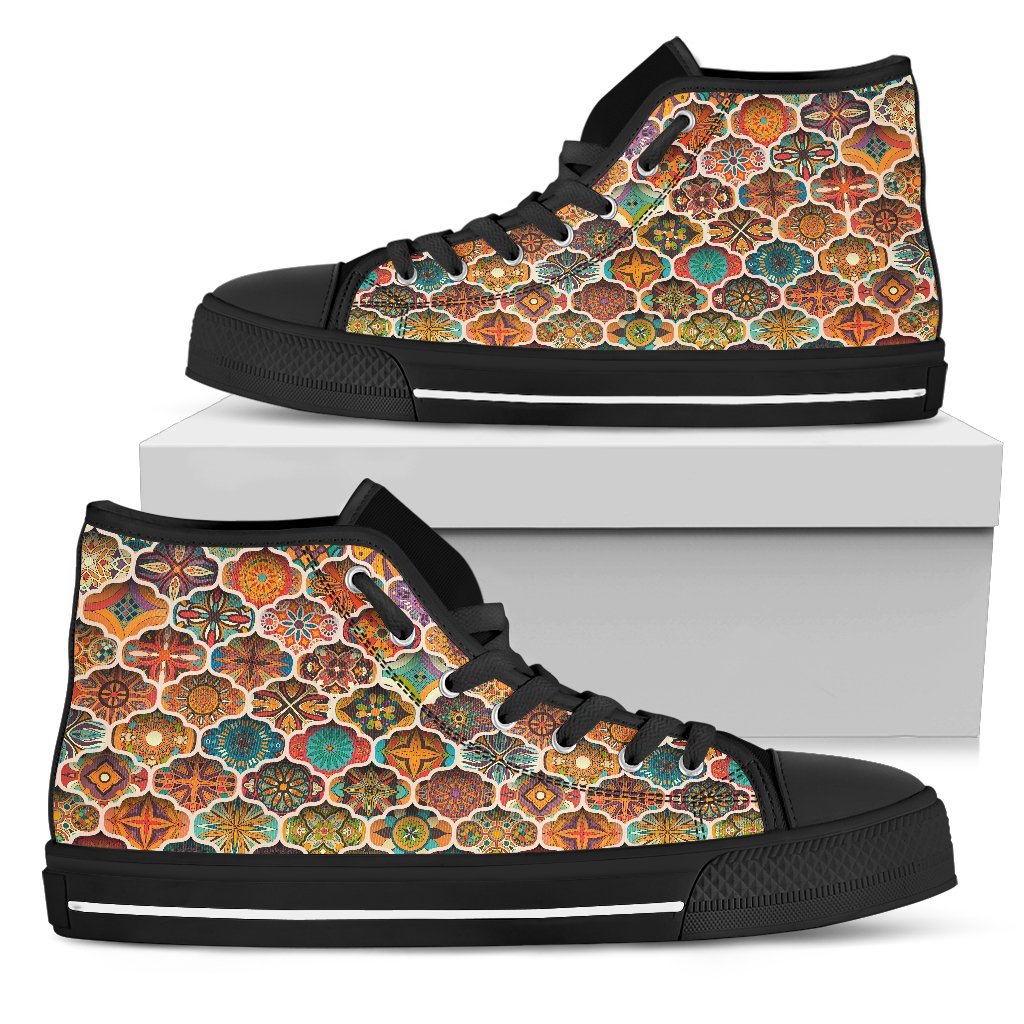 Ethnic Mandala Bohemian Pattern Print Men's High Top Shoes