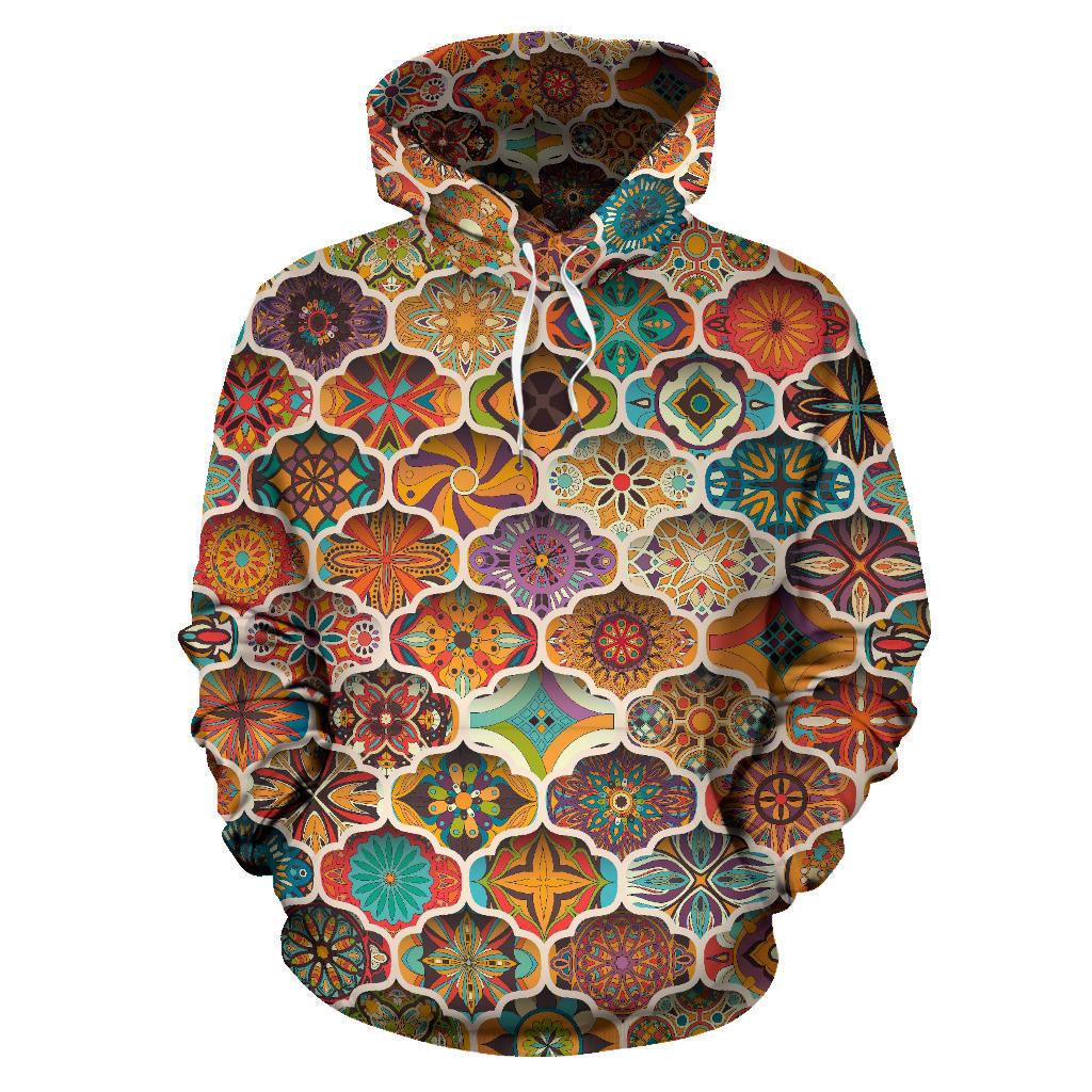 Ethnic Mandala Bohemian Pattern Print Pullover Hoodie