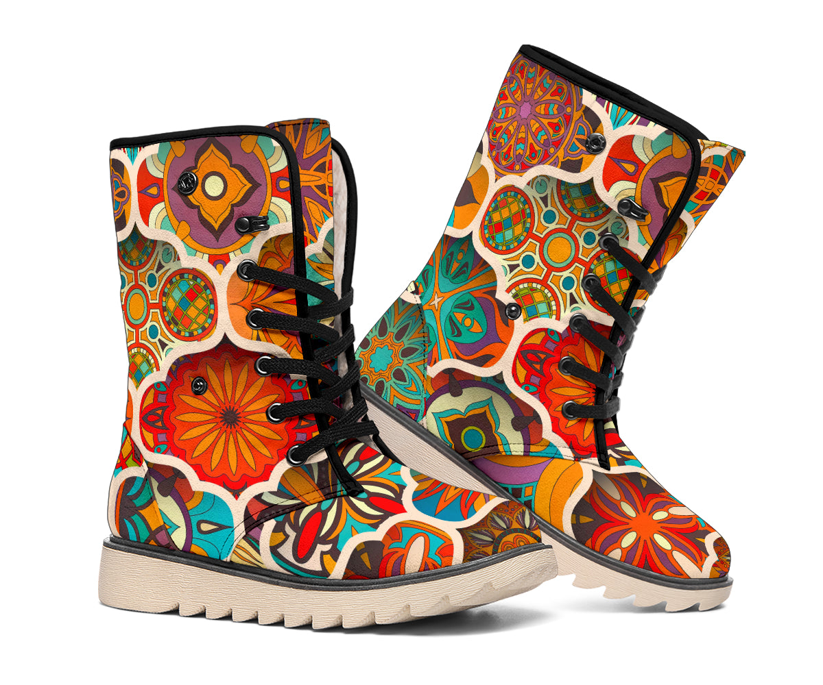 Ethnic Mandala Bohemian Pattern Print Winter Boots