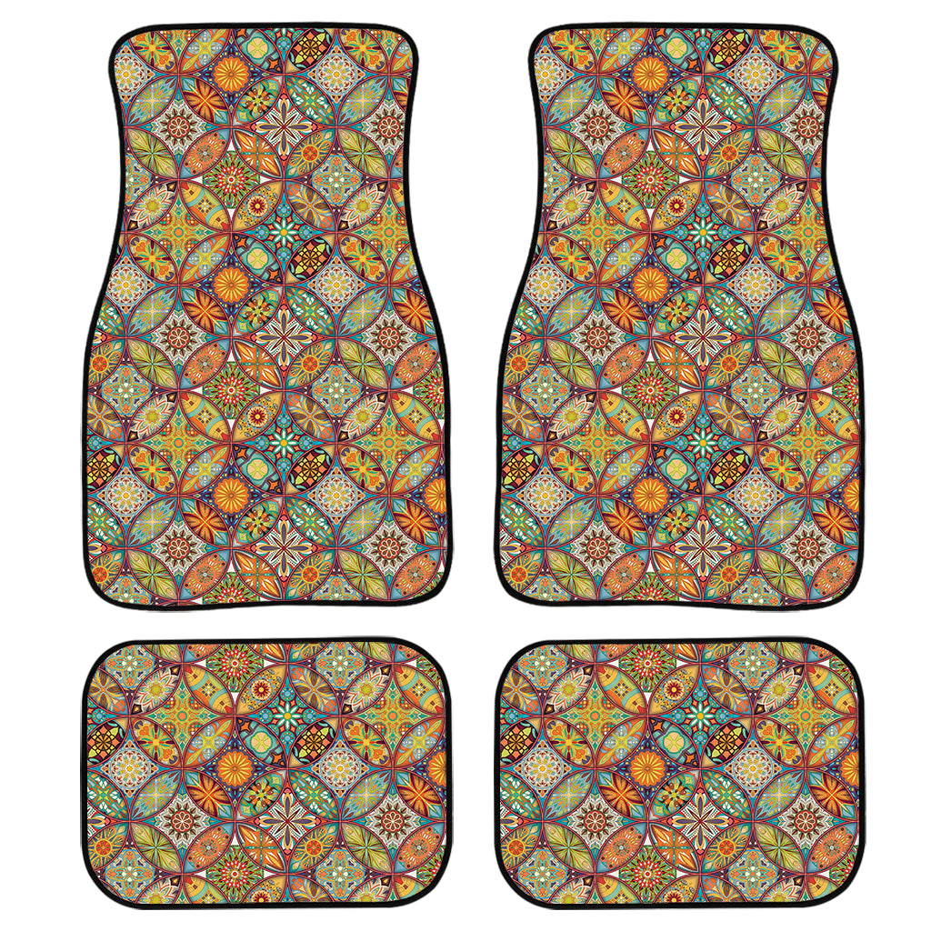 Ethnic Mandala Patchwork Pattern Print Front and Back Car Floor Mats