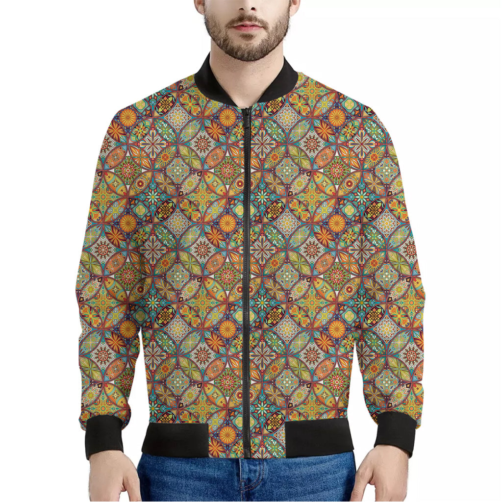 Ethnic Mandala Patchwork Pattern Print Men's Bomber Jacket