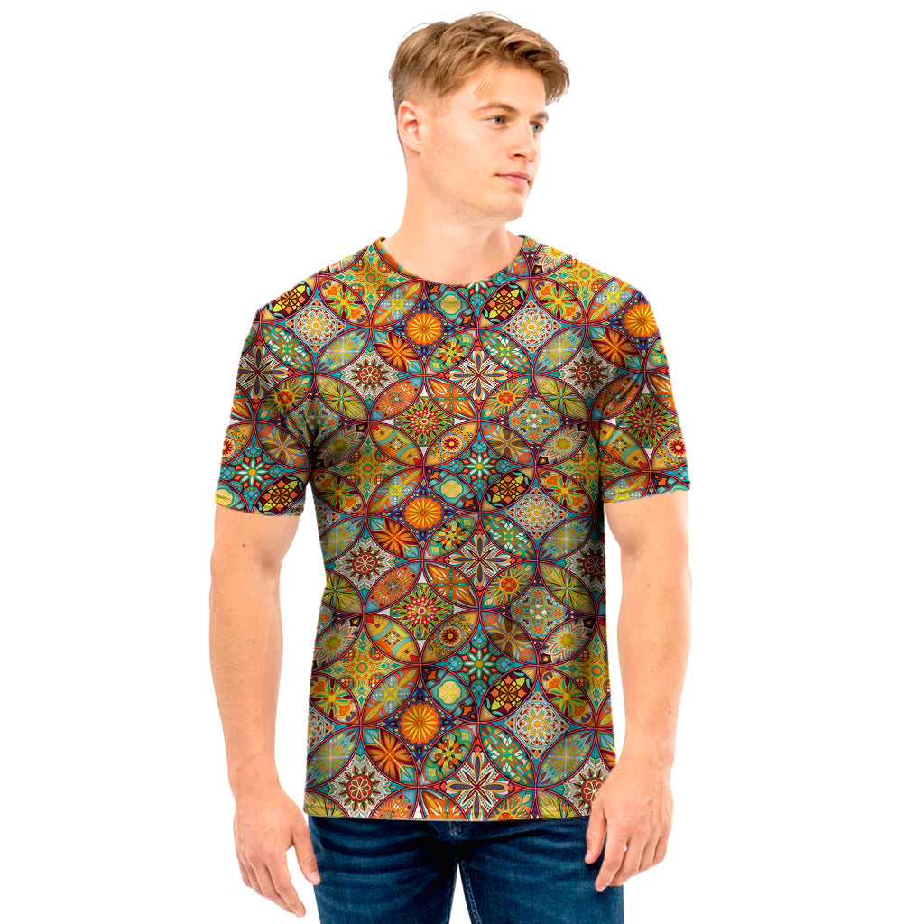 Ethnic Mandala Patchwork Pattern Print Men's T-Shirt