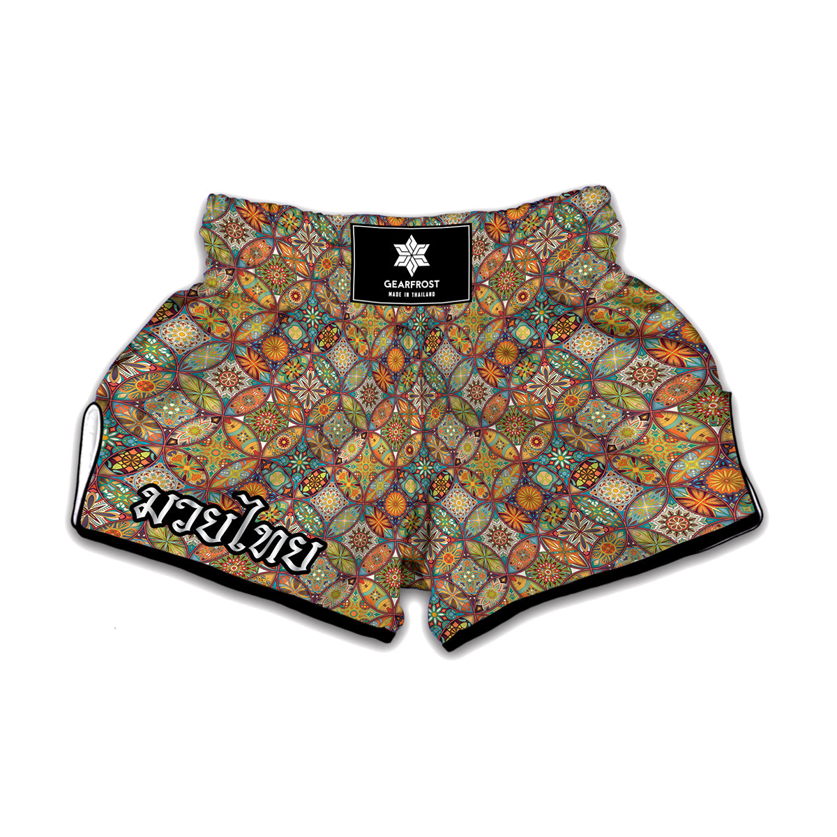 Ethnic Mandala Patchwork Pattern Print Muay Thai Boxing Shorts