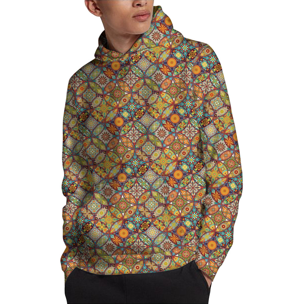 Ethnic Mandala Patchwork Pattern Print Pullover Hoodie