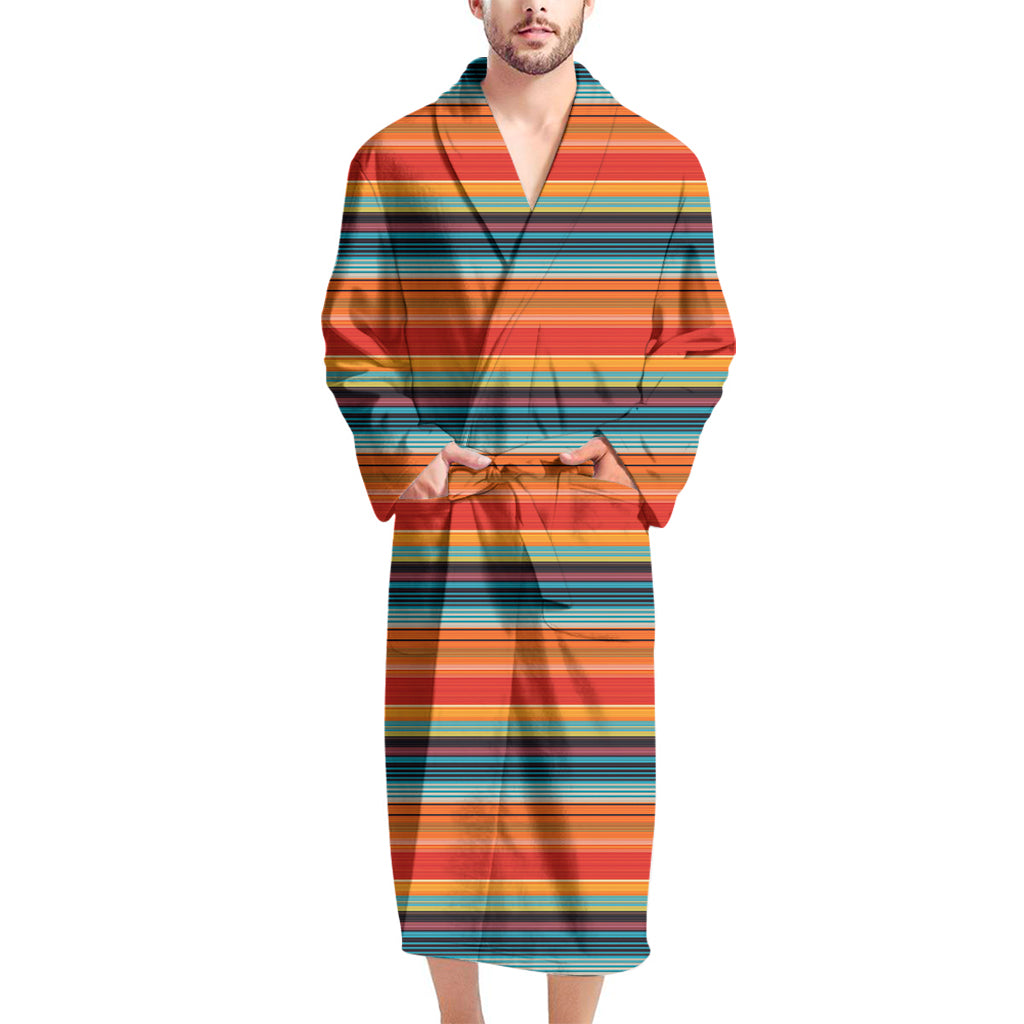 Ethnic Mexican Blanket Pattern Print Men's Bathrobe