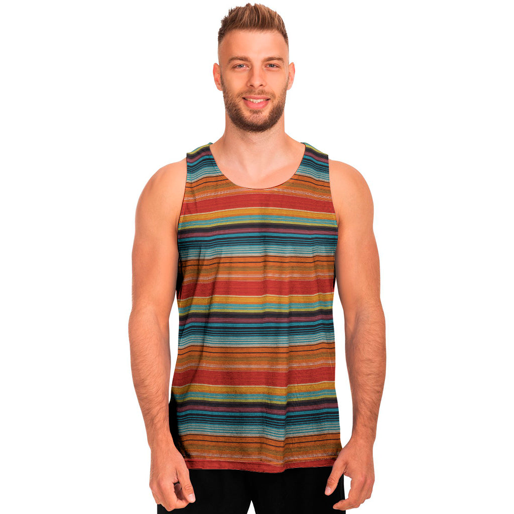 Ethnic Mexican Blanket Pattern Print Men's Tank Top