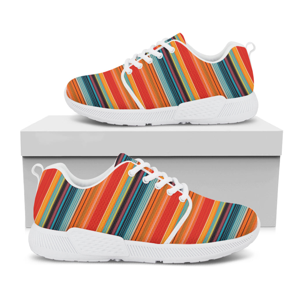 Ethnic Mexican Blanket Pattern Print White Athletic Shoes