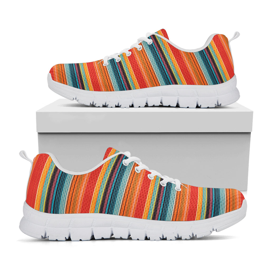 Ethnic Mexican Blanket Pattern Print White Sneakers