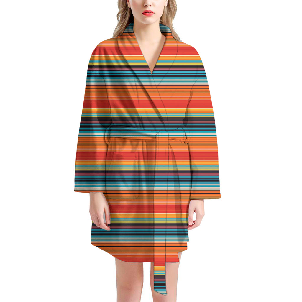 Ethnic Mexican Blanket Pattern Print Women's Bathrobe