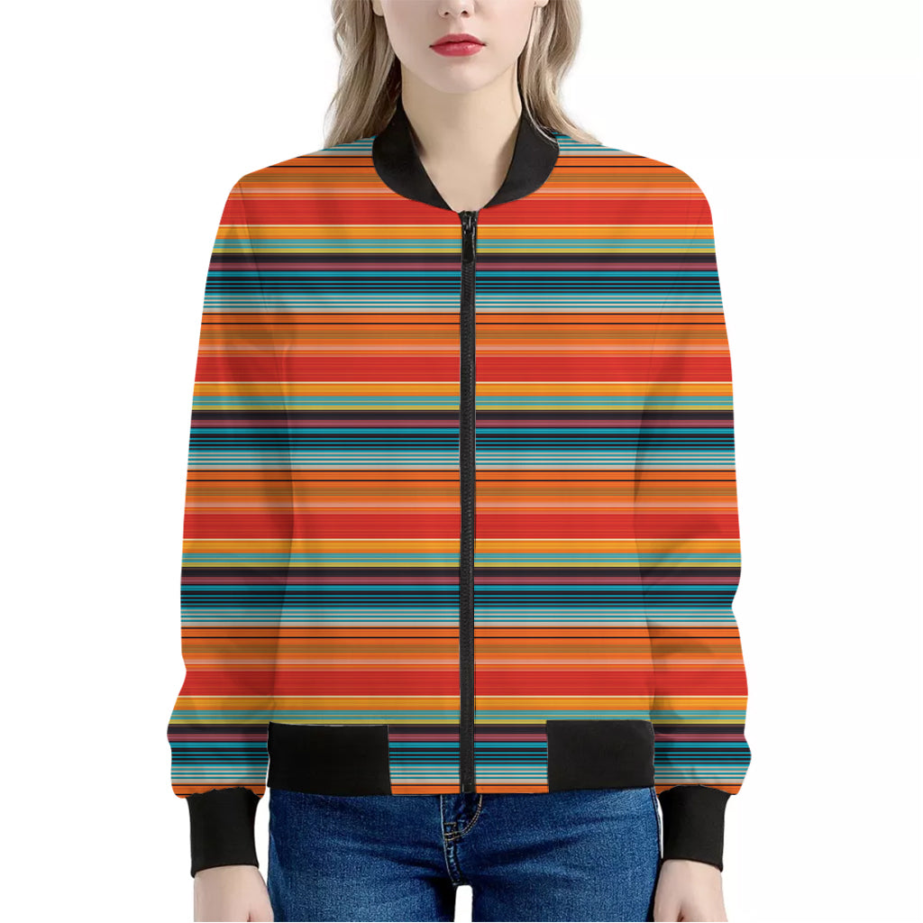 Ethnic Mexican Blanket Pattern Print Women's Bomber Jacket