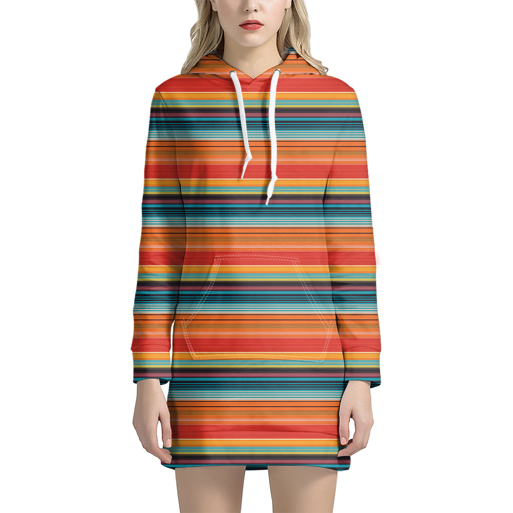 Ethnic Mexican Blanket Pattern Print Women's Pullover Hoodie Dress