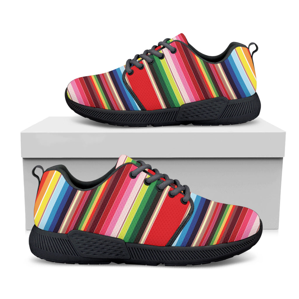 Ethnic Mexican Blanket Stripe Print Black Athletic Shoes