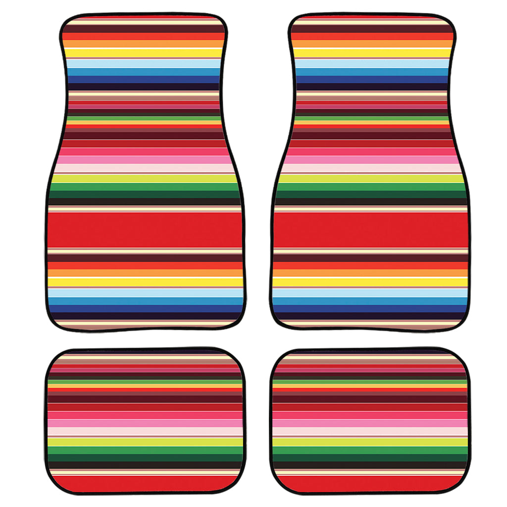 Ethnic Mexican Blanket Stripe Print Front and Back Car Floor Mats