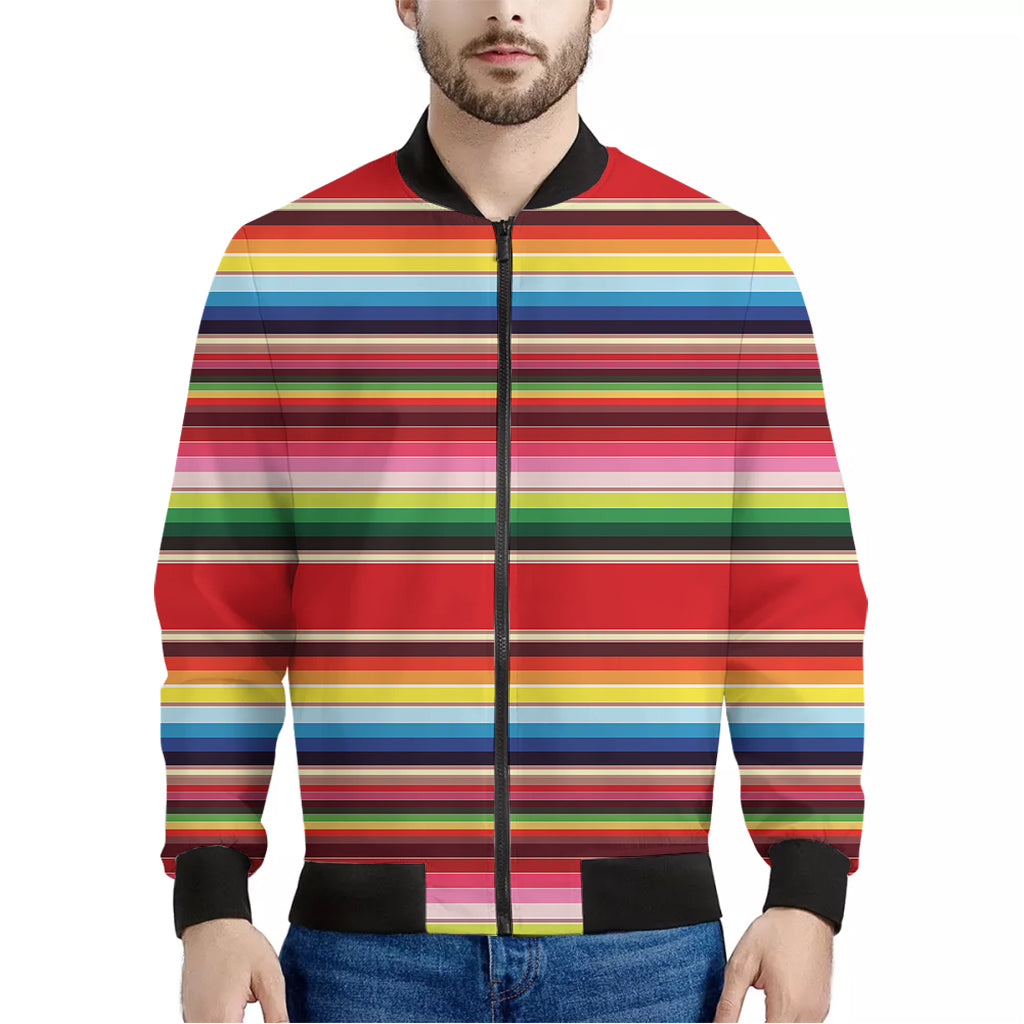 Ethnic Mexican Blanket Stripe Print Men's Bomber Jacket