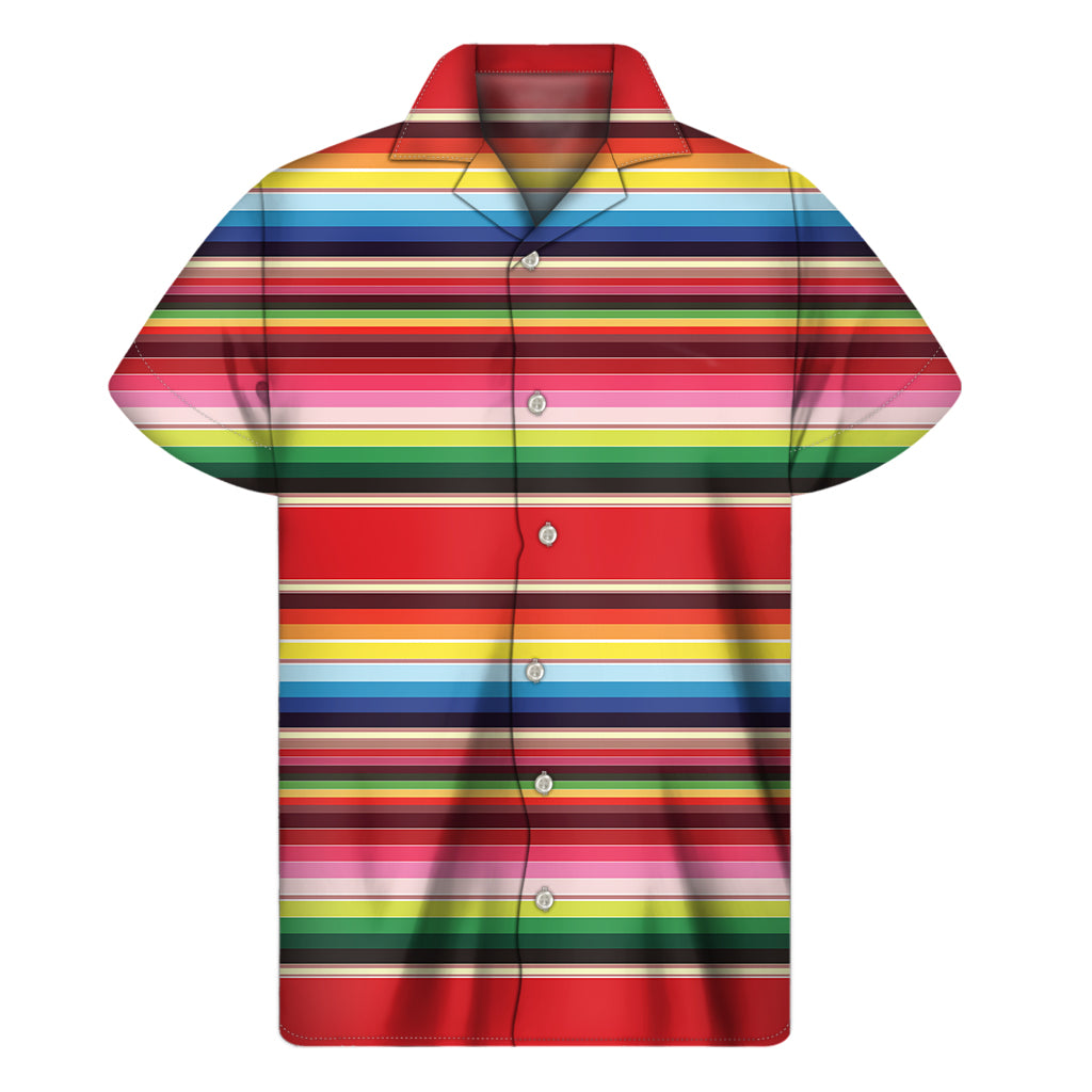 Ethnic Mexican Blanket Stripe Print Men's Short Sleeve Shirt