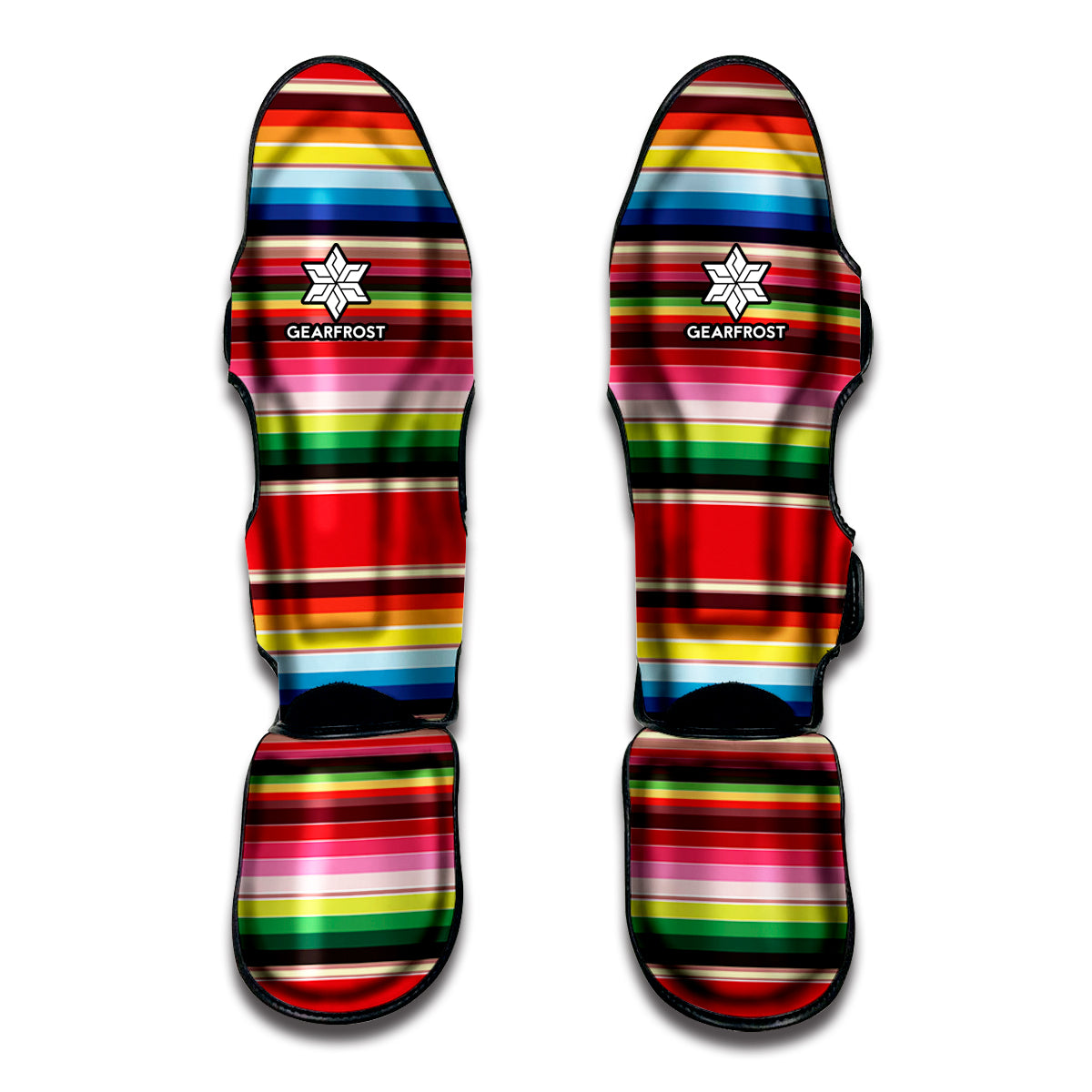 Ethnic Mexican Blanket Stripe Print Muay Thai Shin Guards