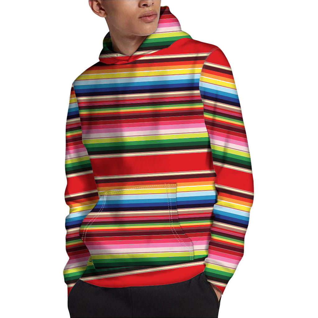 Ethnic Mexican Blanket Stripe Print Pullover Hoodie