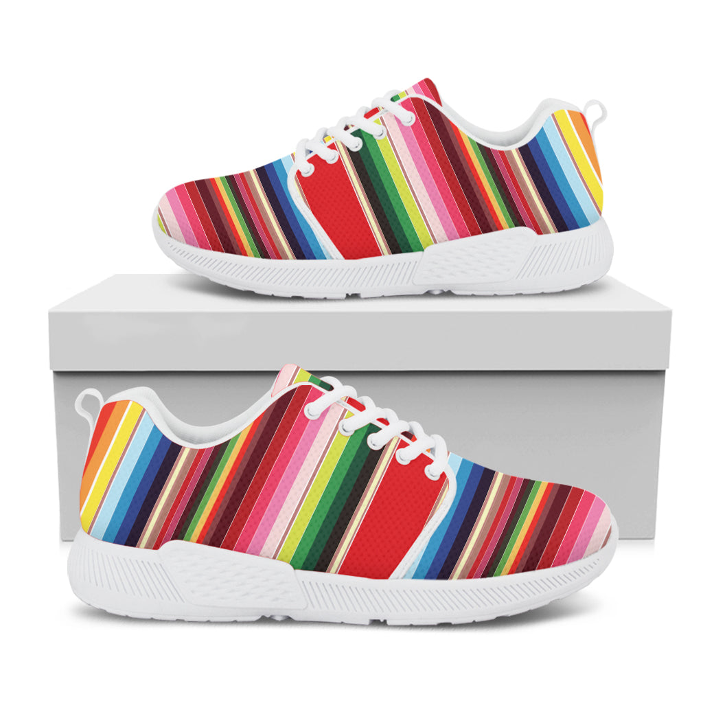 Ethnic Mexican Blanket Stripe Print White Athletic Shoes