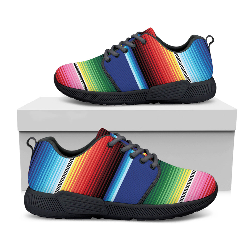 Ethnic Mexican Serape Pattern Print Black Athletic Shoes