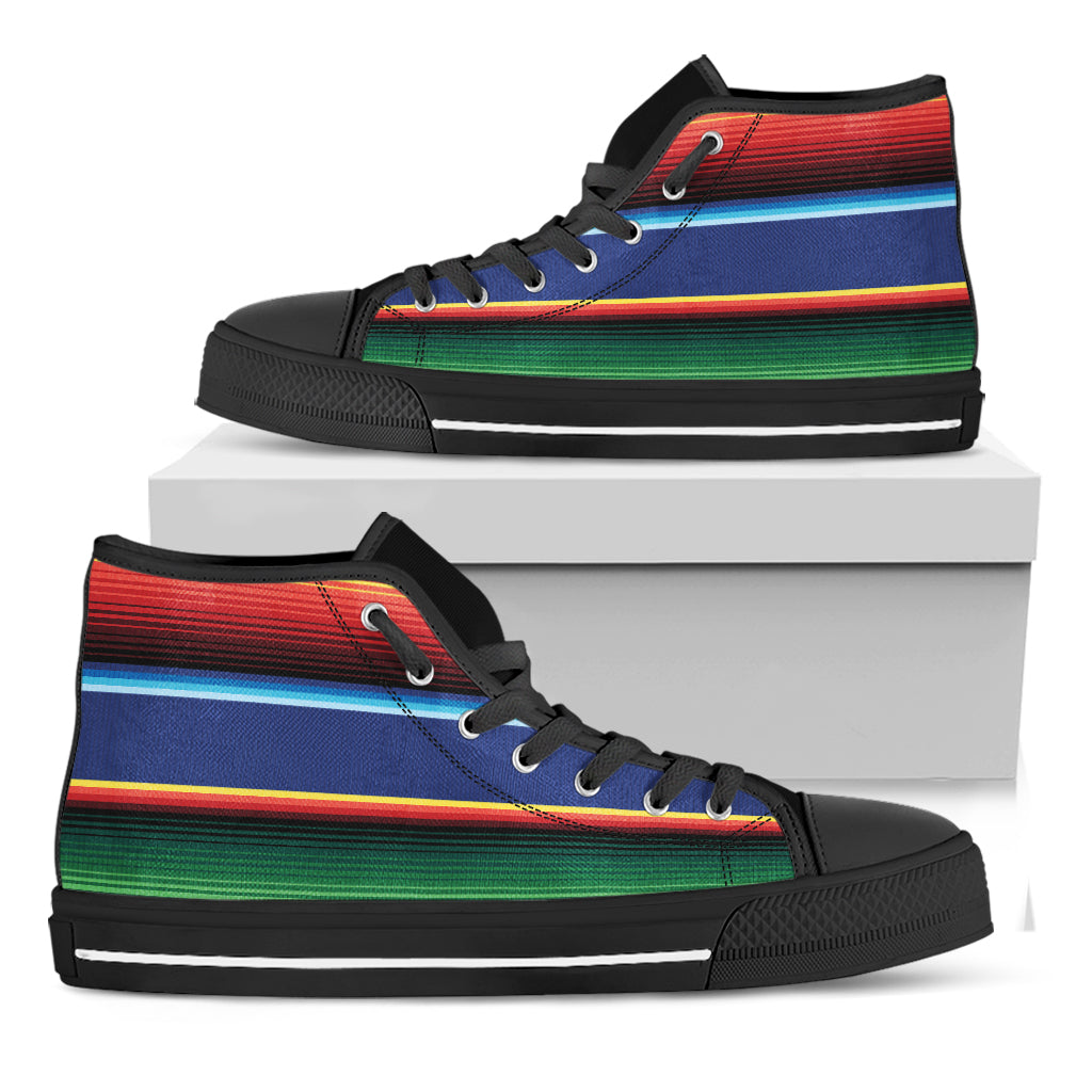 Ethnic Mexican Serape Pattern Print Black High Top Shoes