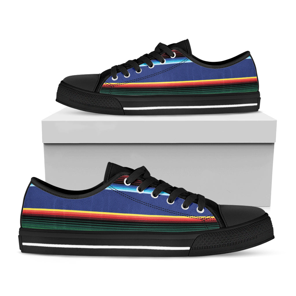 Ethnic Mexican Serape Pattern Print Black Low Top Shoes