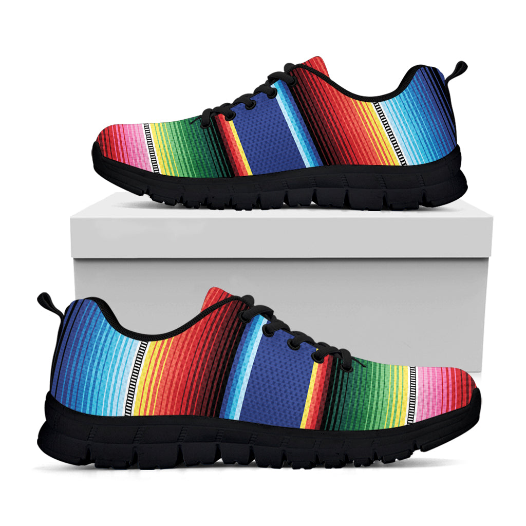 Ethnic Mexican Serape Pattern Print Black Sneakers