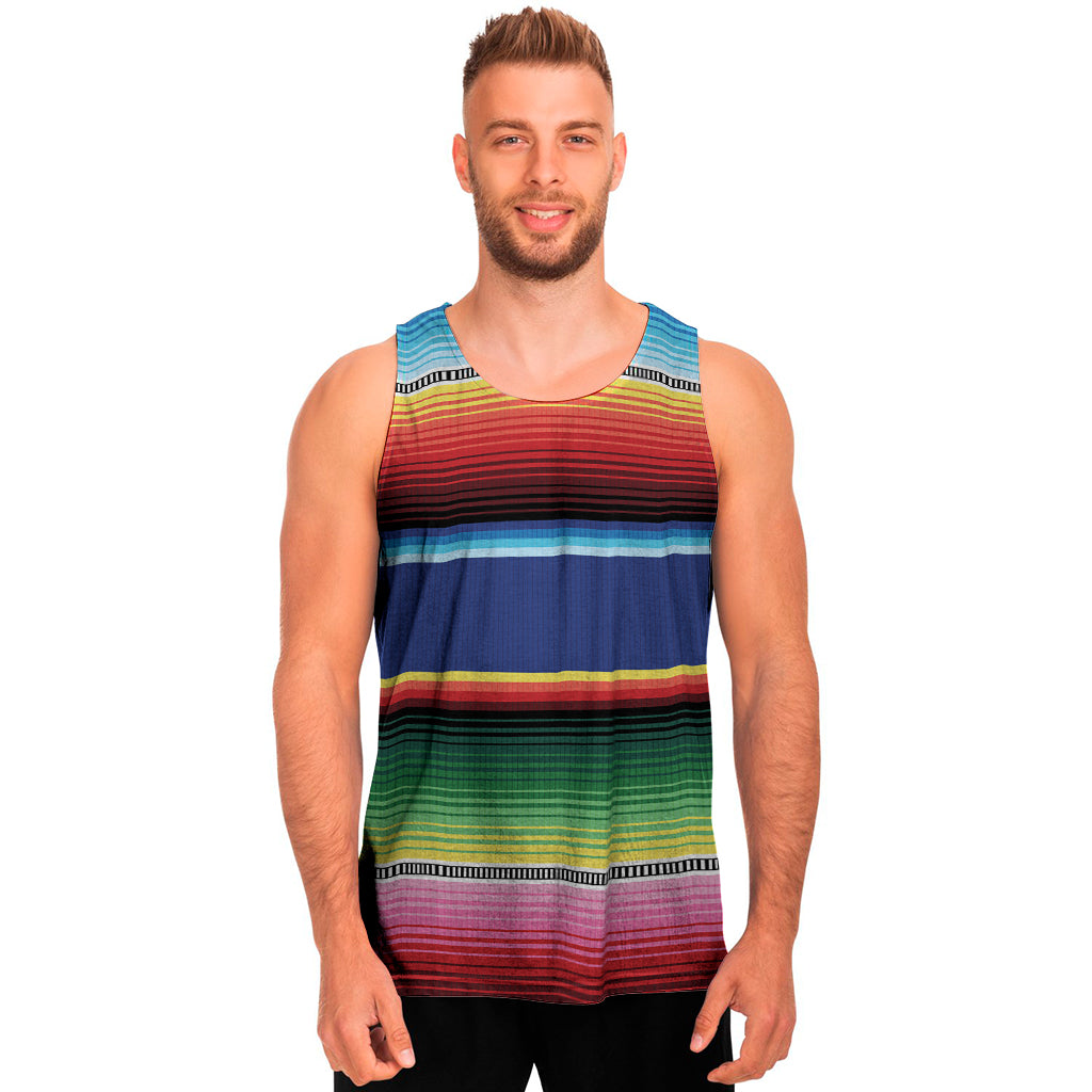 Ethnic Mexican Serape Pattern Print Men's Tank Top