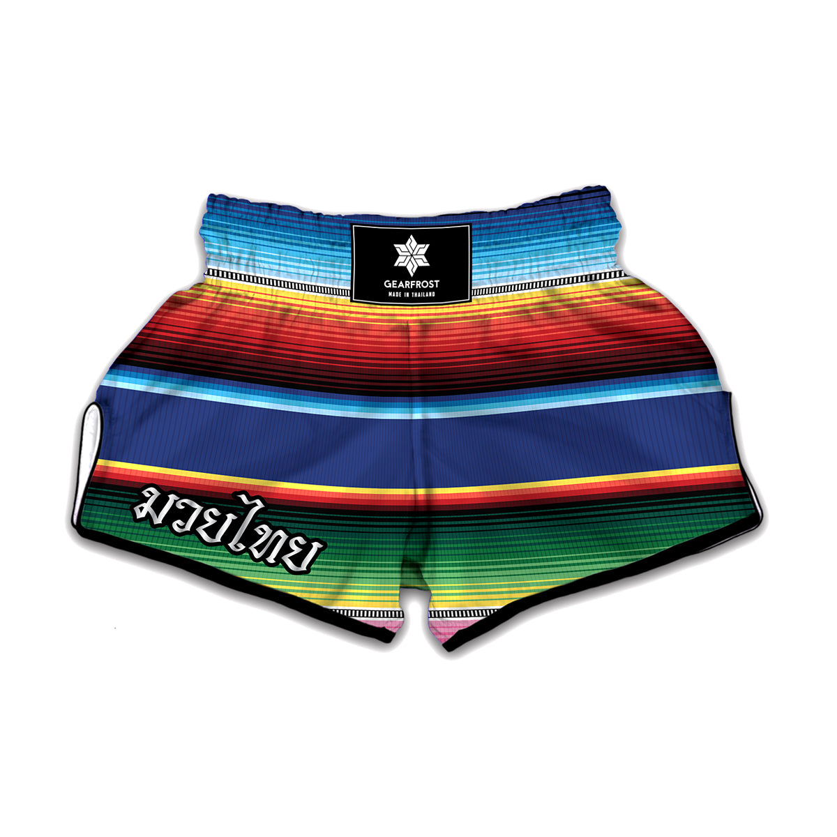 Ethnic Mexican Serape Pattern Print Muay Thai Boxing Shorts