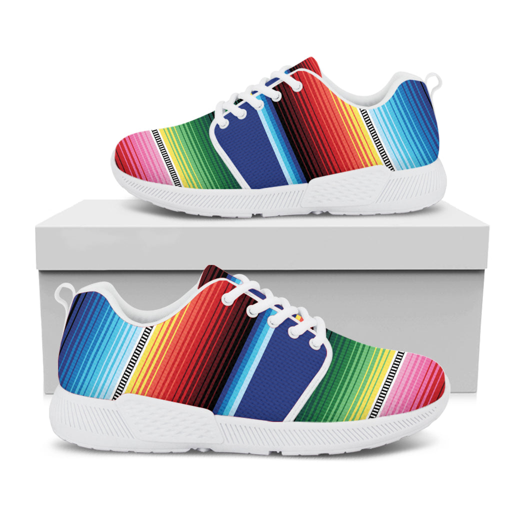 Ethnic Mexican Serape Pattern Print White Athletic Shoes