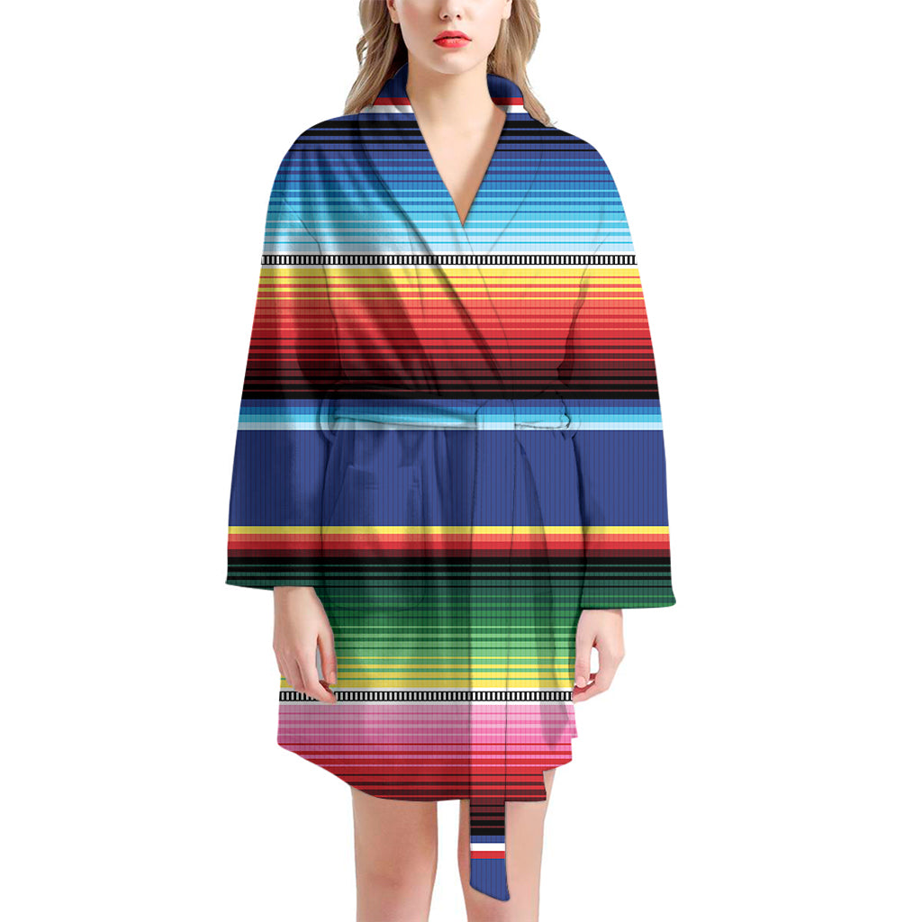 Ethnic Mexican Serape Pattern Print Women's Bathrobe