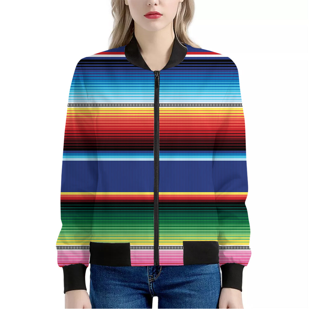 Ethnic Mexican Serape Pattern Print Women's Bomber Jacket