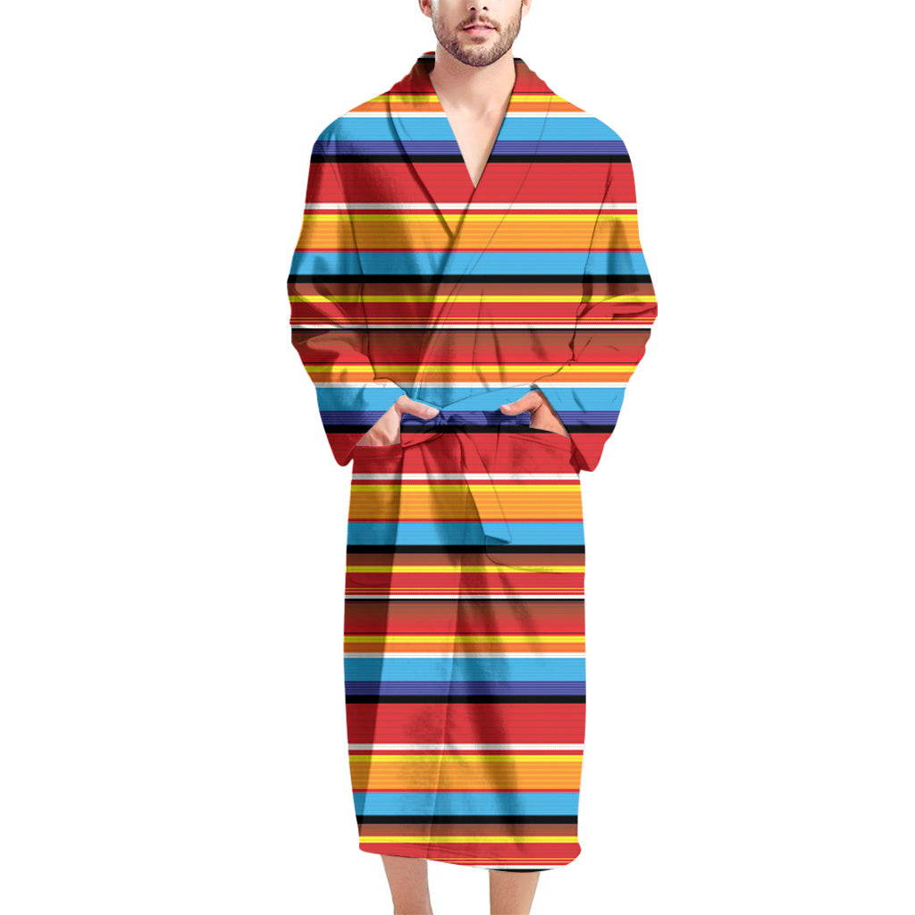 Ethnic Mexican Woven Pattern Print Men's Bathrobe