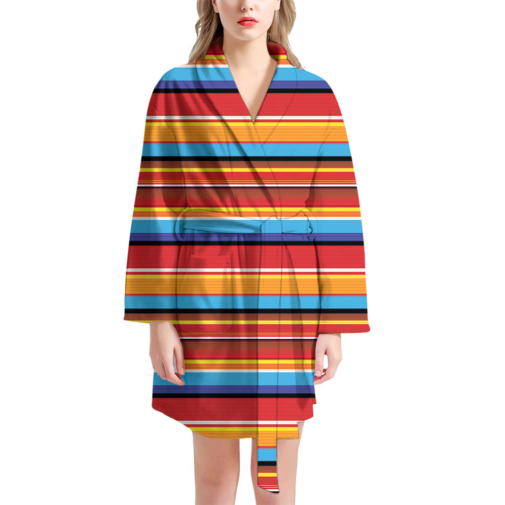 Ethnic Mexican Woven Pattern Print Women's Bathrobe