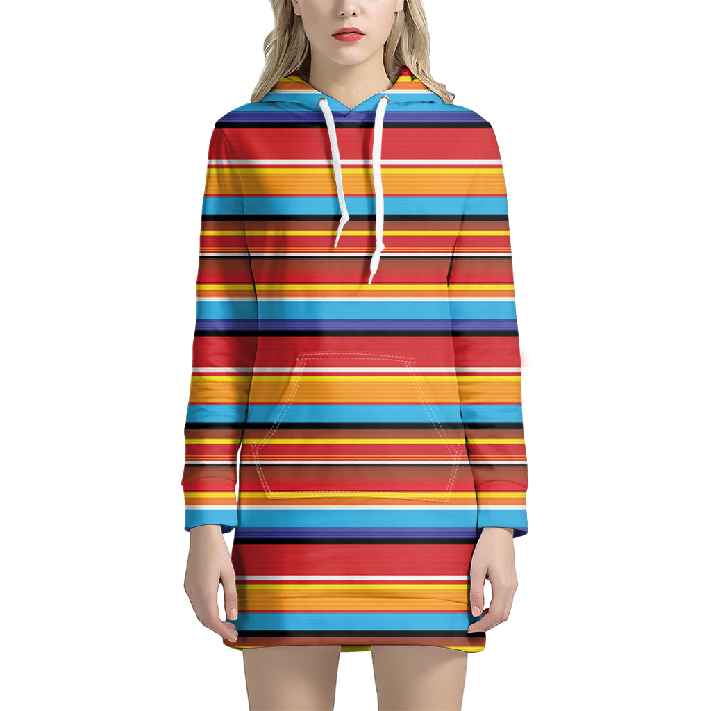 Ethnic Mexican Woven Pattern Print Women's Pullover Hoodie Dress