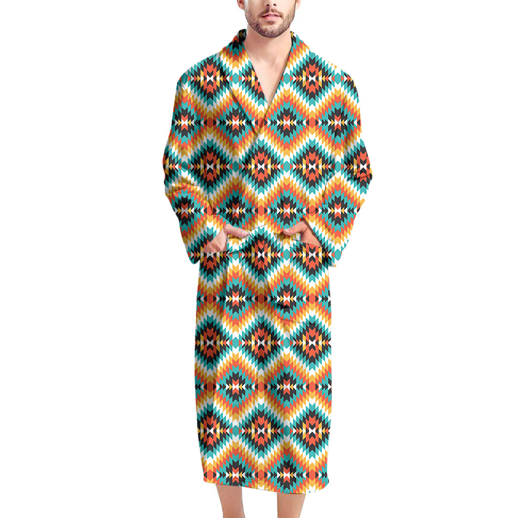 Ethnic Native American Pattern Print Men's Bathrobe