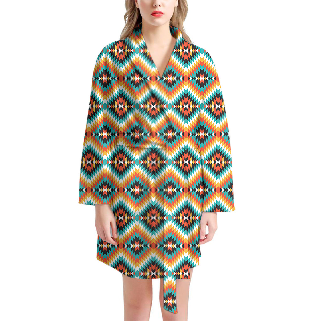 Ethnic Native American Pattern Print Women's Bathrobe