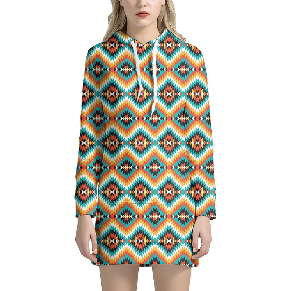 Ethnic Native American Pattern Print Women's Pullover Hoodie Dress