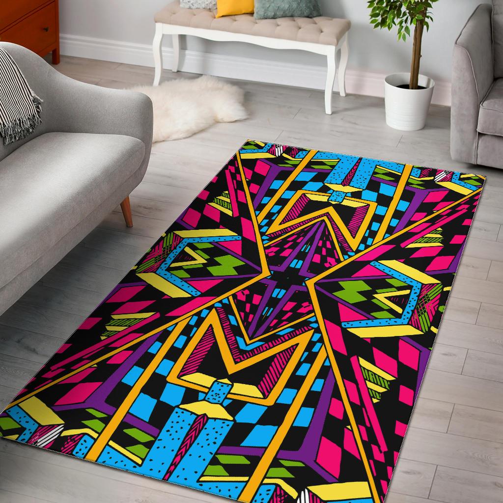 Ethnic Psychedelic Trippy Print Area Rug