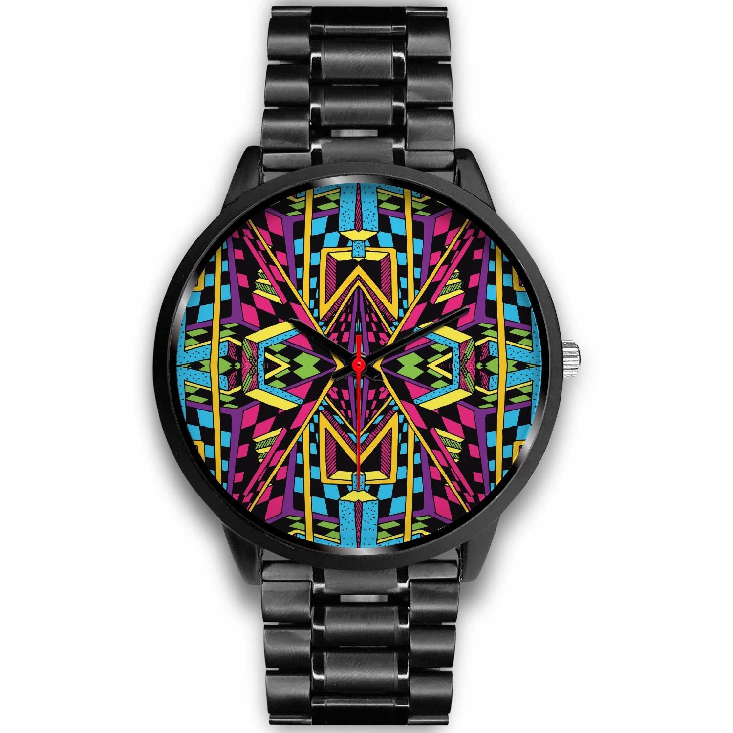 Ethnic Psychedelic Trippy Print Black Watch