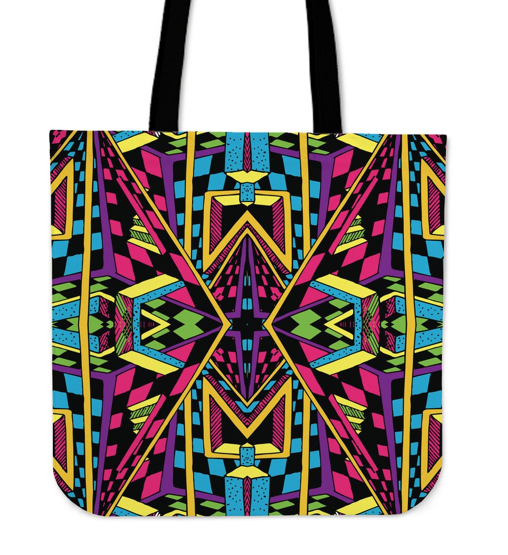 Ethnic Psychedelic Trippy Print Canvas Tote Bag